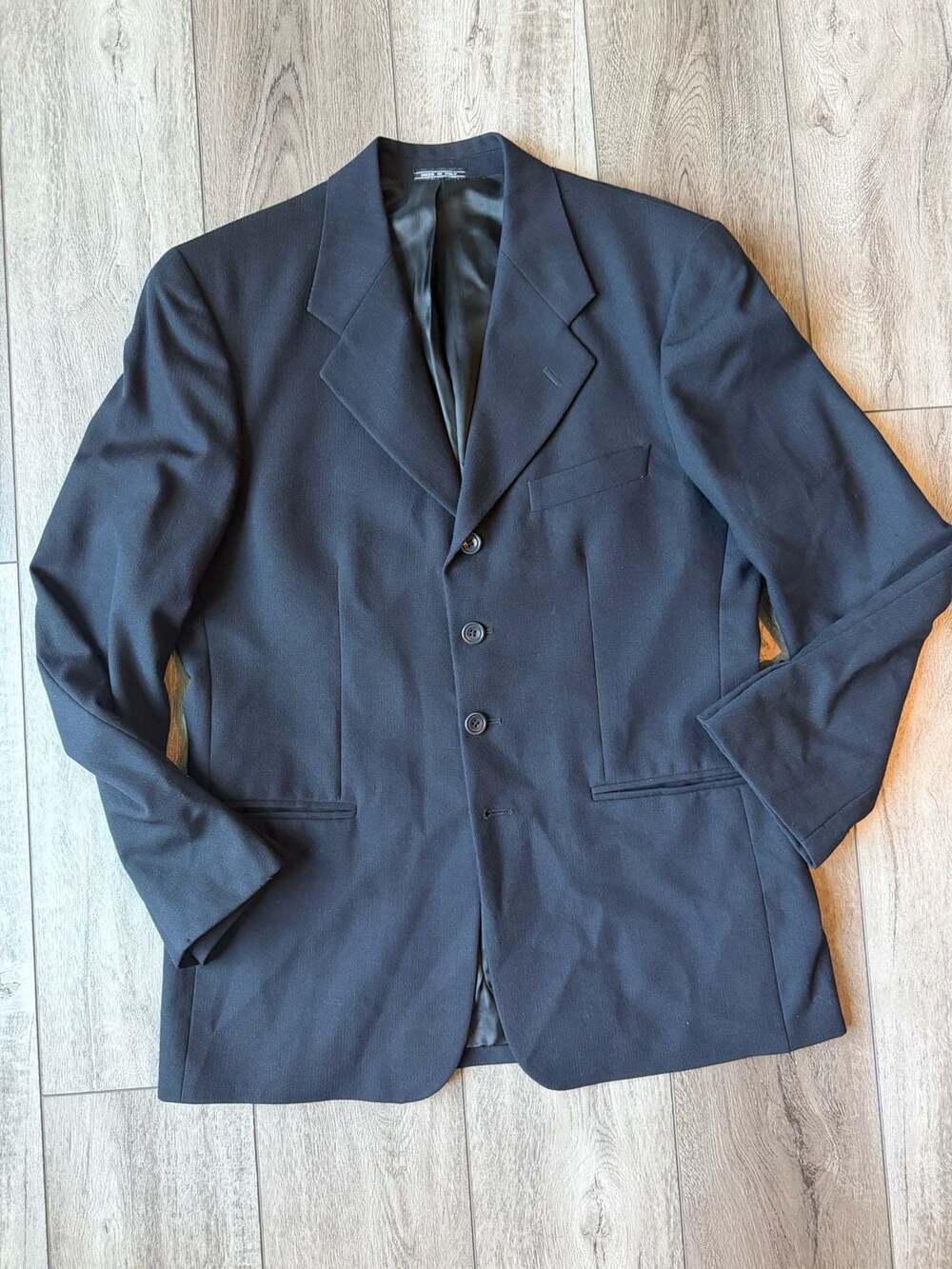 Studio Milano Lanificio Di Tollegno Super 100s Wool Black 3 Button Blazer Jacket